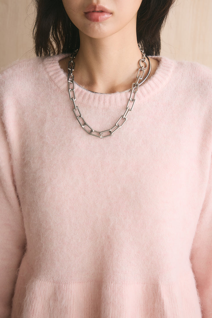 モヘアぺプラムクルーネックプルオーバー