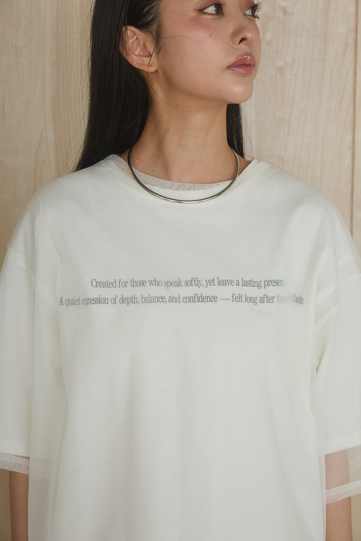 [SET]綿天竺Tシャツ×チュールトップス+ベルト付きビックループワイドパンツ(2set)