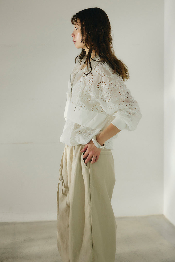 [SET]レースハーフジップアップフーディー+バイアスナローサテンスカート(2set)