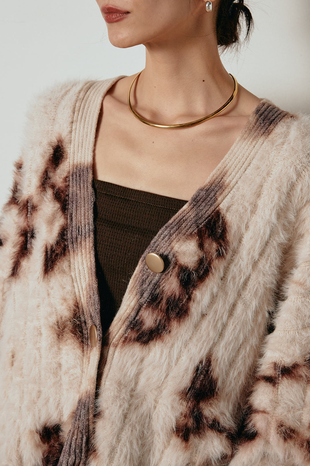 【着回しセット】[SET]タイダイ柄シャギーニットカーディガン+タック入りコーデュロイワイドパンツ+タイダイ柄シャギーニットカーディガン(3set)