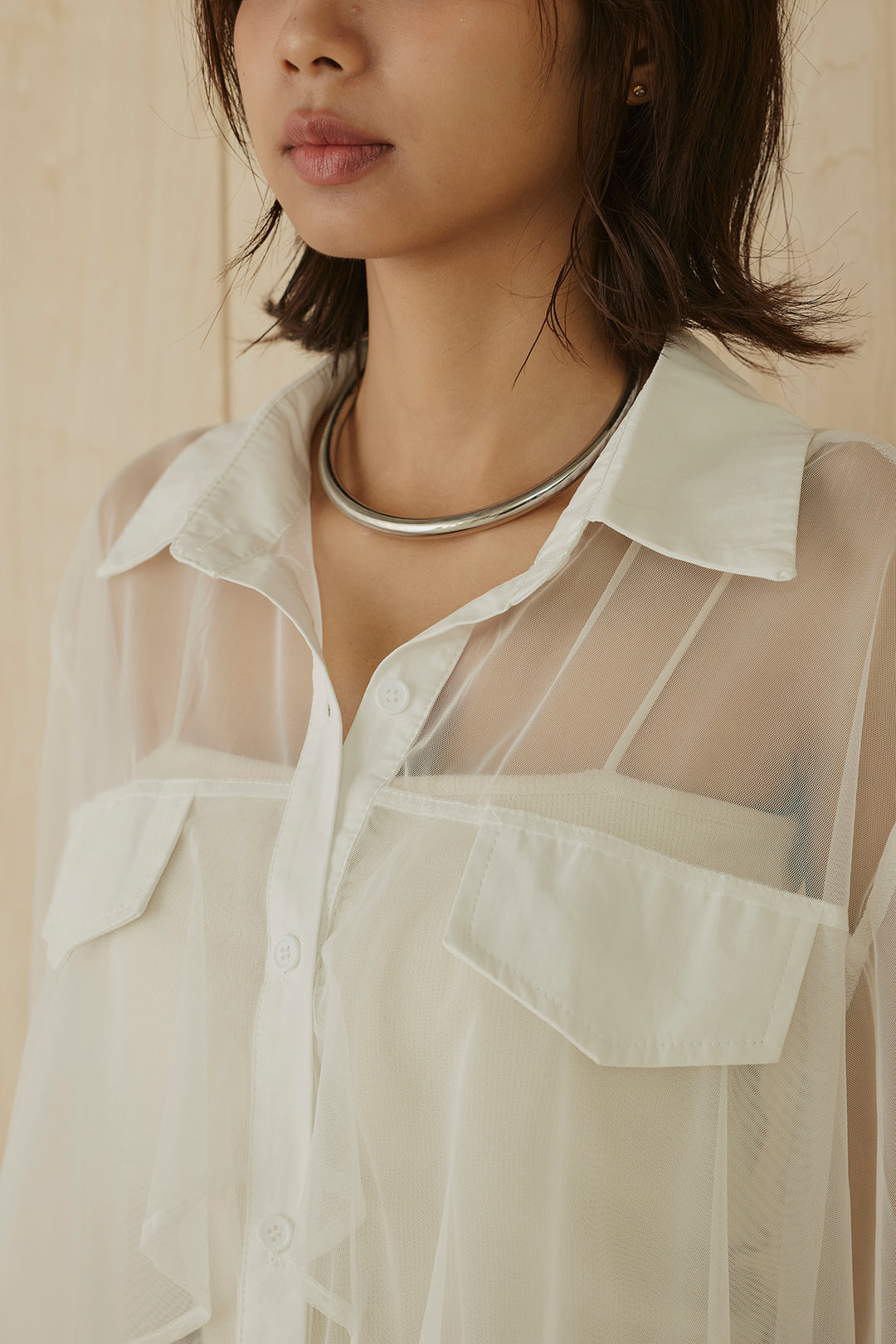 バックロングシアーシャツ