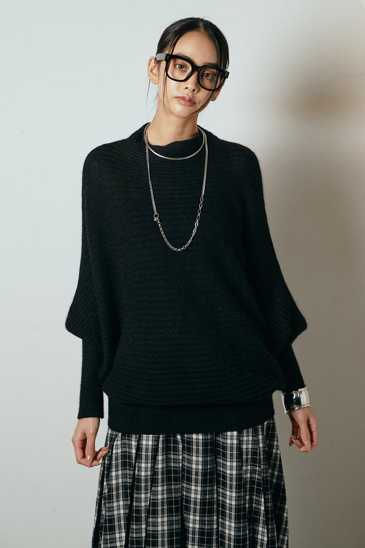 ポンチョシルエット透かしニットトップス