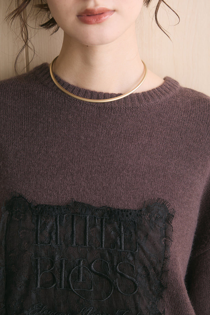 アルパカタッチ刺繍ロゴプルオーバー