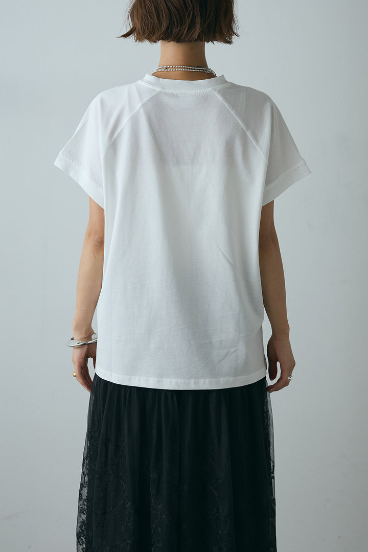 [SET]フォトプリントラグランTシャツ+ミックスレース刺繍スカート(2set)