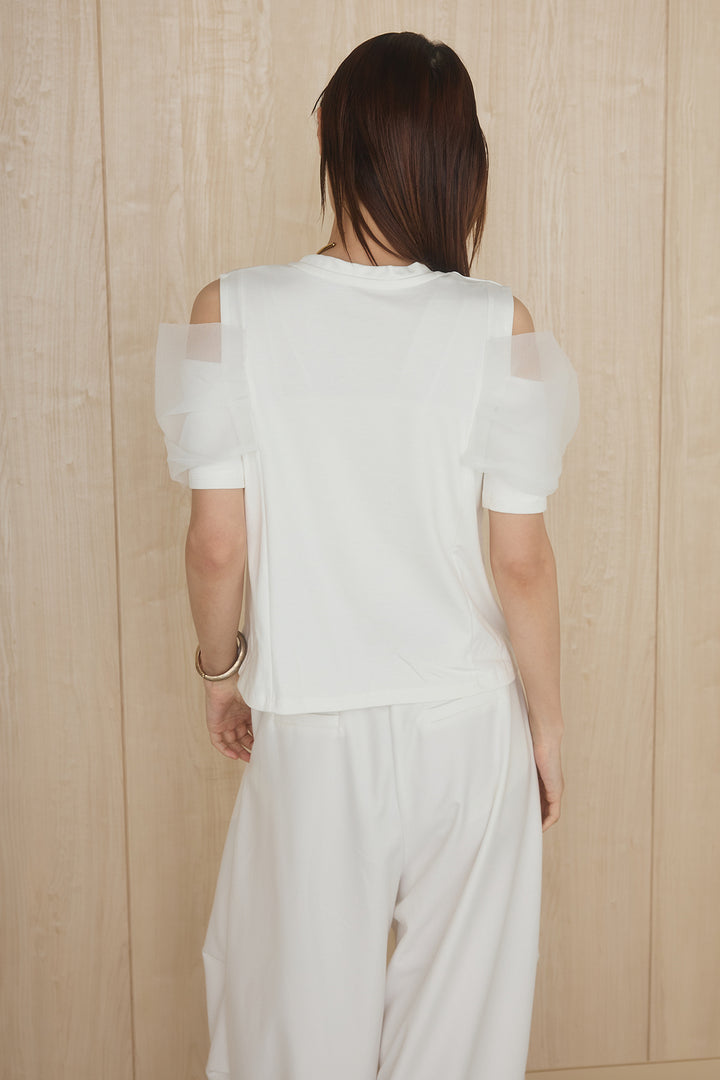 [SET]シアーレイヤーデザインカットソー+フロントボタンデニムサロペット(2set)