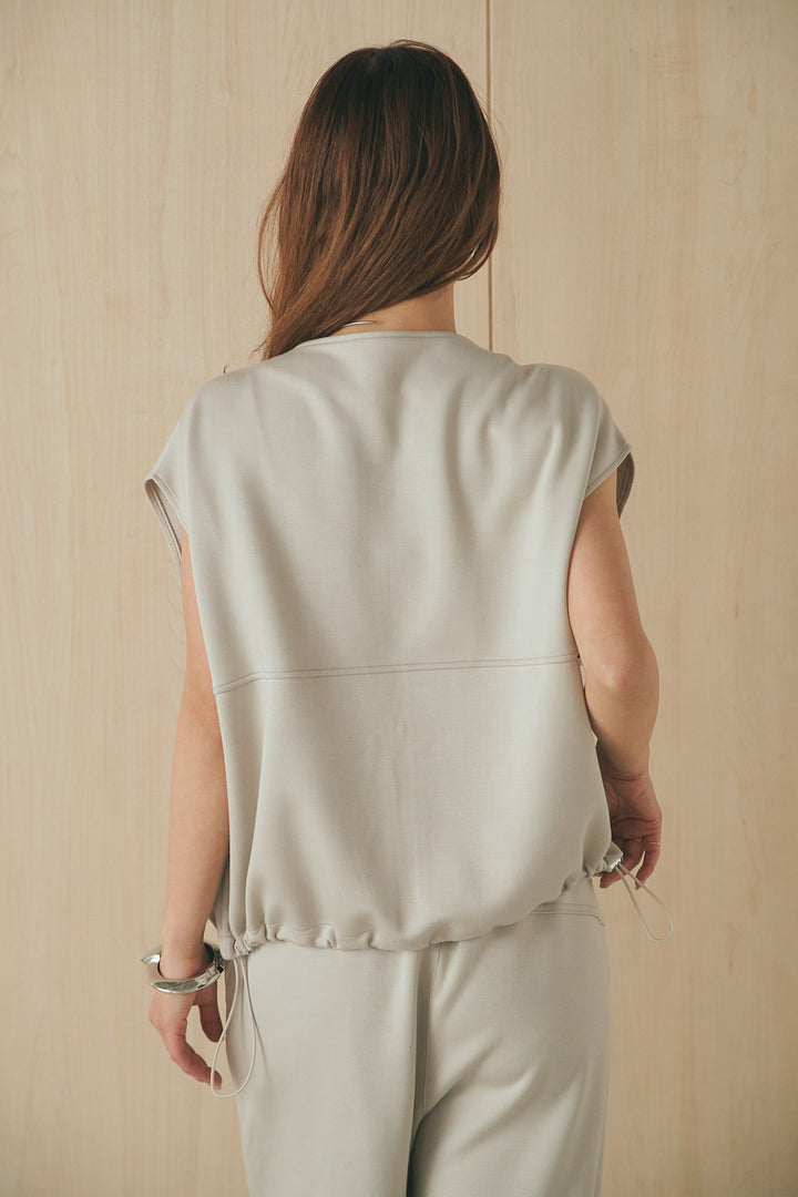 [SET]ボンディング生地ジップベスト+ボンディング生地コクーンパンツ(2set)