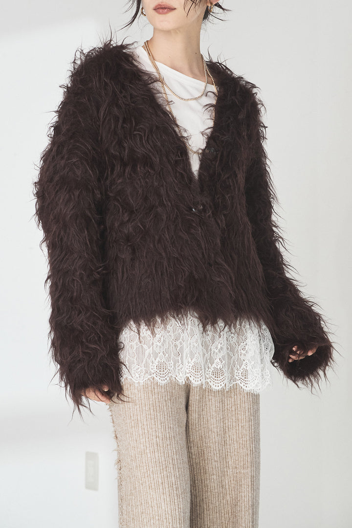 起毛オーバーニットカーディガン