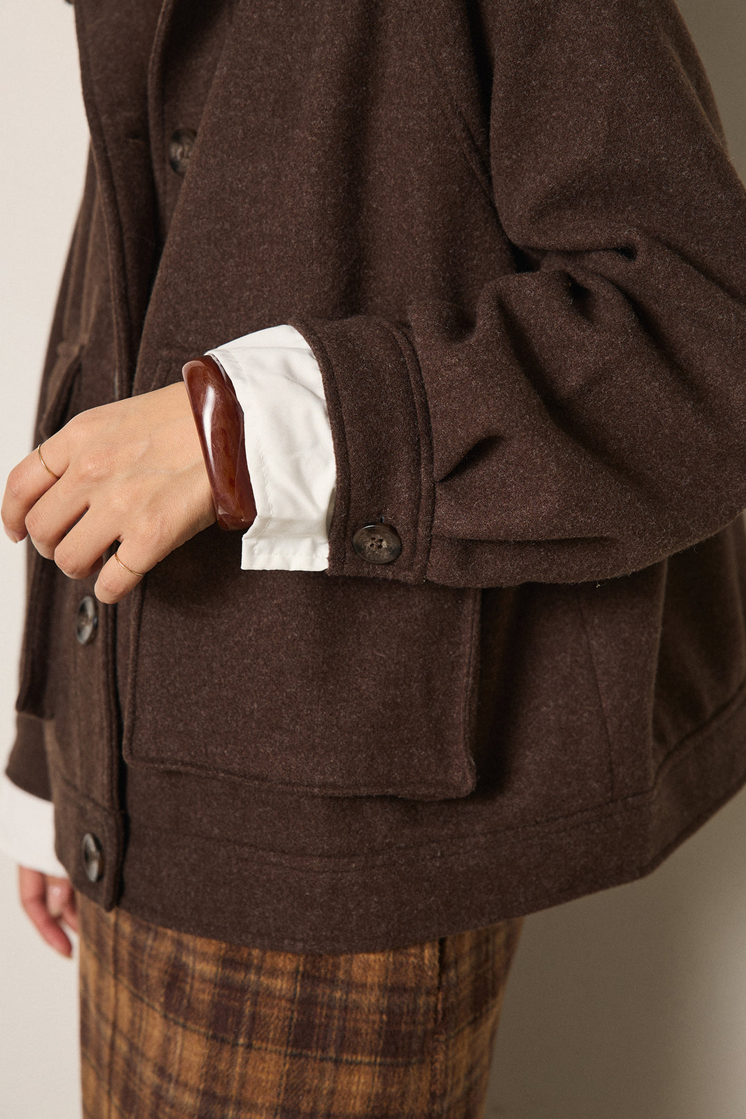 [SET]衿レイヤードフェイクウールジャケット+ウールライクストライプパンツ(2set)