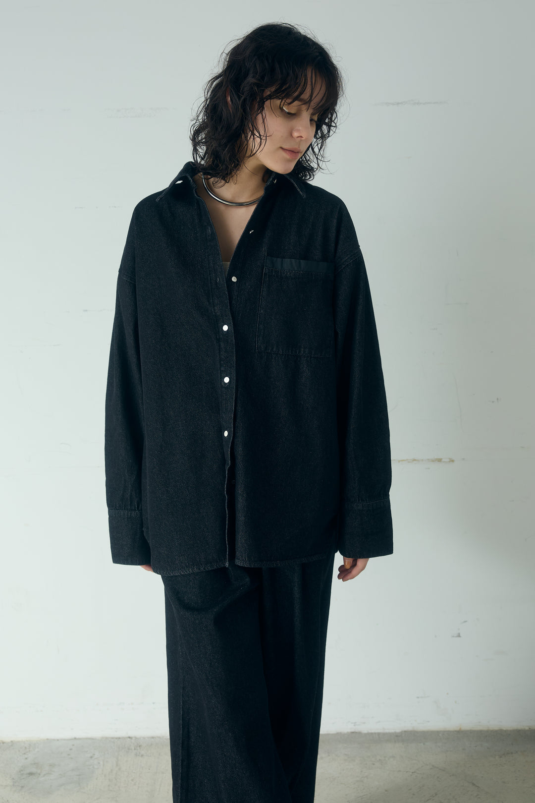 [SET]ライトオンスデニムシャツ+ライトオンスデニムルーズパンツ(2set)