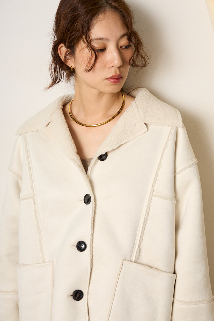 [SET]エコムートンカバーオール+編み地切り替えフレアニットスカート(2set)