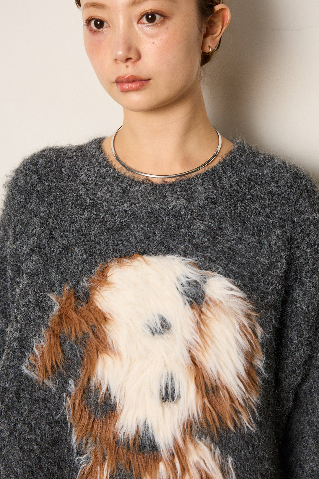 [SET]シャギーニュアンスアニマルニット+リブナローニットスカート(2set)