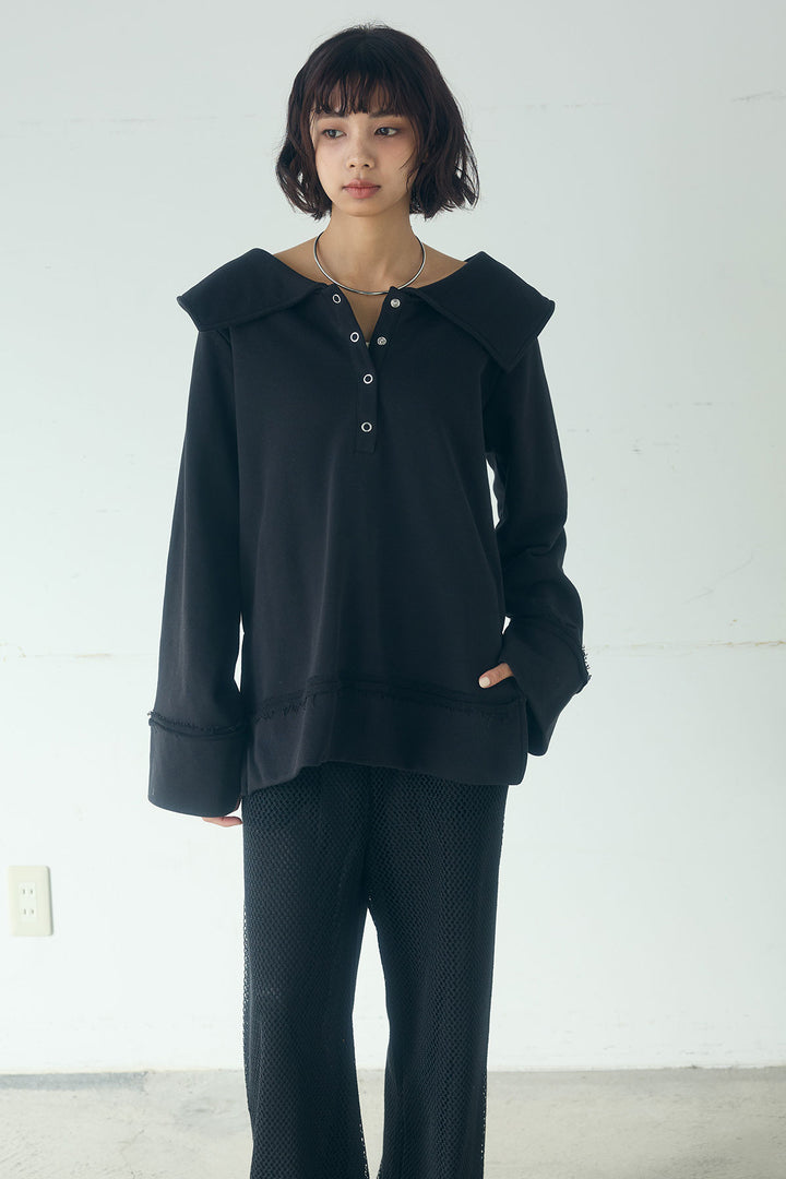 [SET]ビッグカラー2WAYスウェットトップス+メッシュリラックスパンツ(2set)