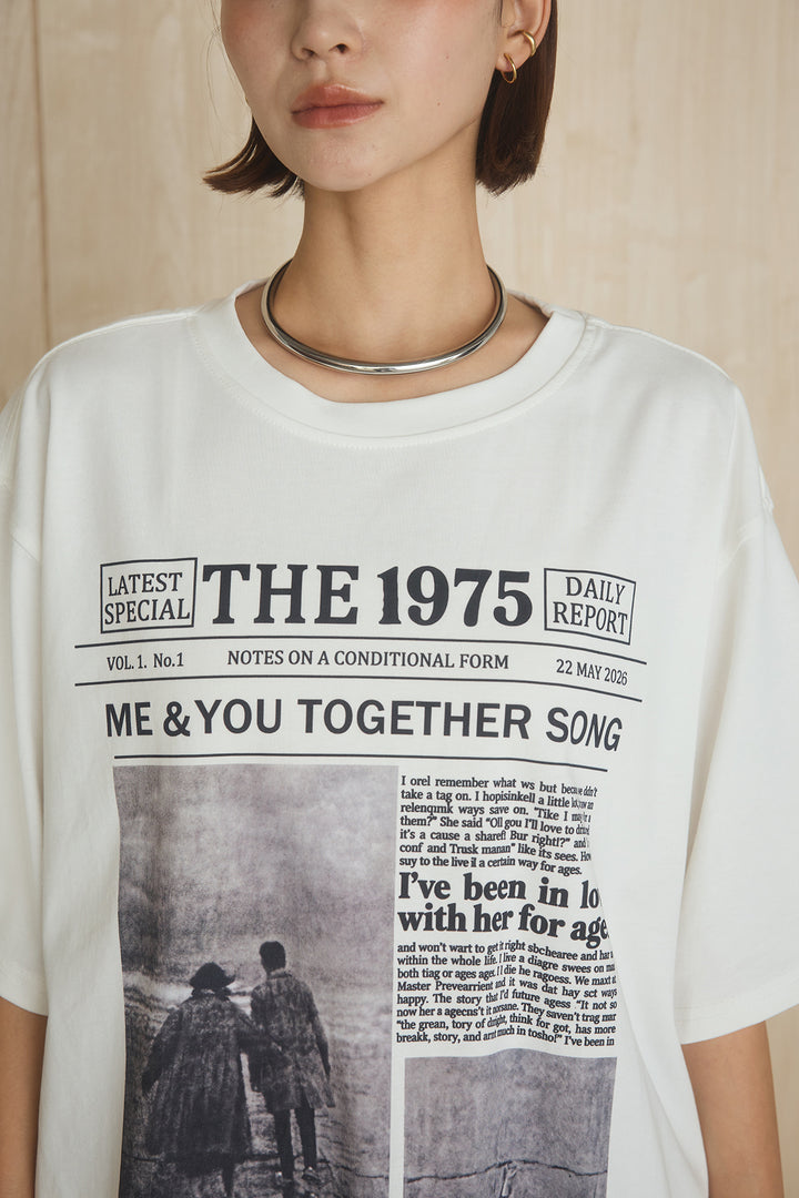 [SET]1975グラフィックTシャツ+ギャザードレープニュアンススカート(2set)