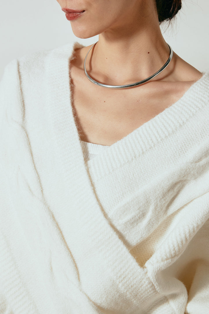 [SET]ケーブルカシュクールニットトップス+前後2wayグレンチェック柄スカーチョサロペット(2set)