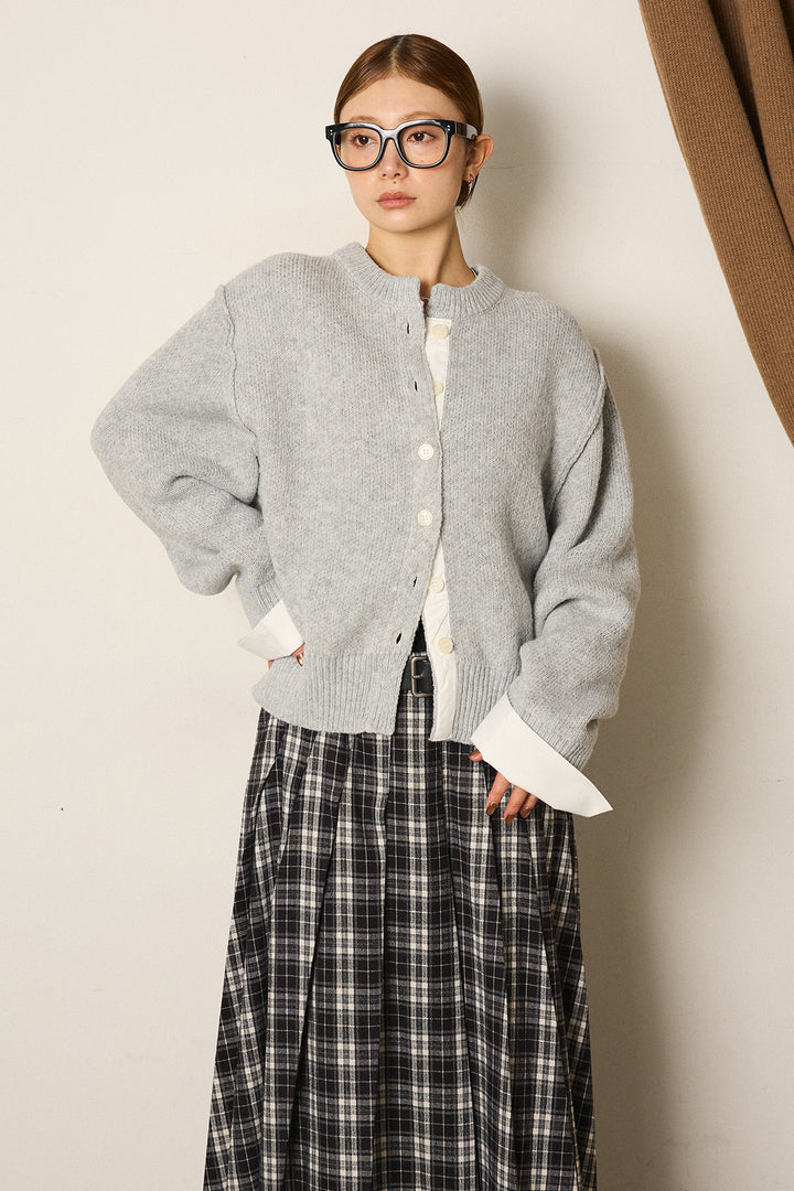 【即納】シャツドッキングニットカーディガン