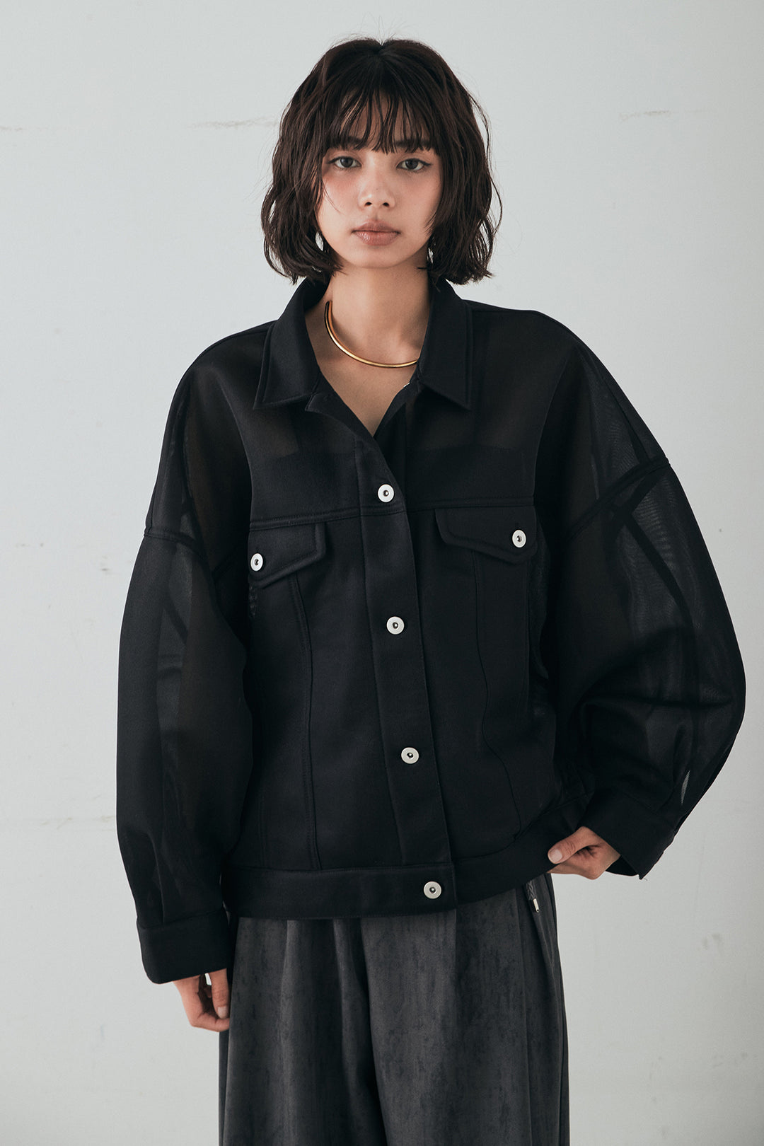 [SET]シアーダンボールサイドドロストジャケット+綿ツイルアシメサロペット(2set)