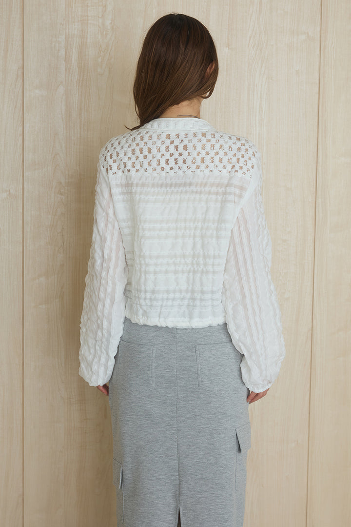 [SET]異素材切替シアーメッシュカーディガン+ドットボタン付きカットタイトスカート(2set)