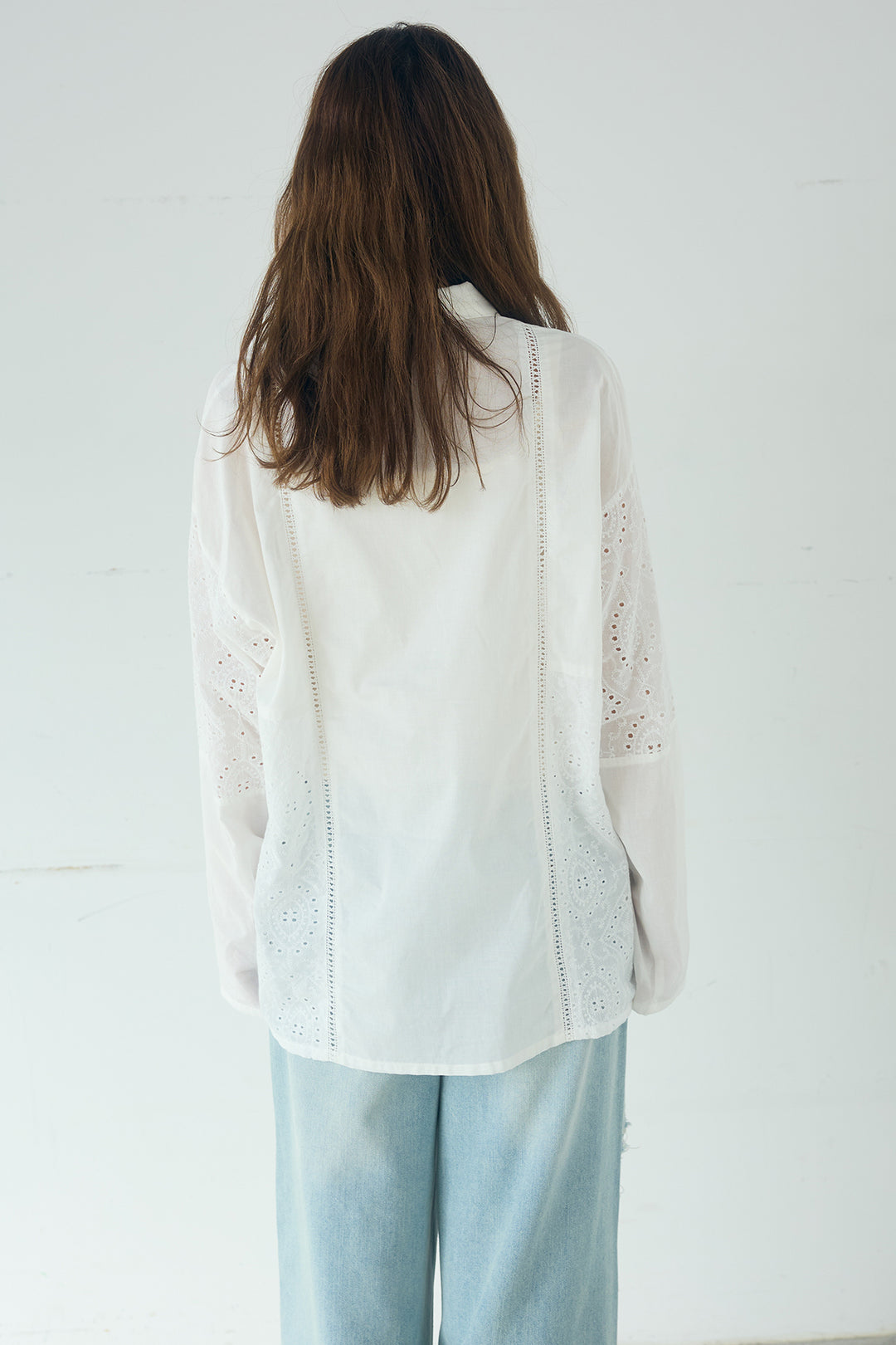 ローンレースオープンカラーシャツ