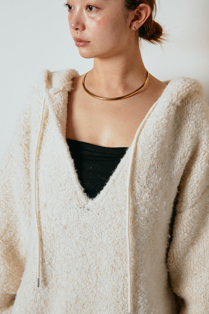 [SET]ブークレキーネックプルオーバー+リラックスレオパード柄ニットパンツ(2set)