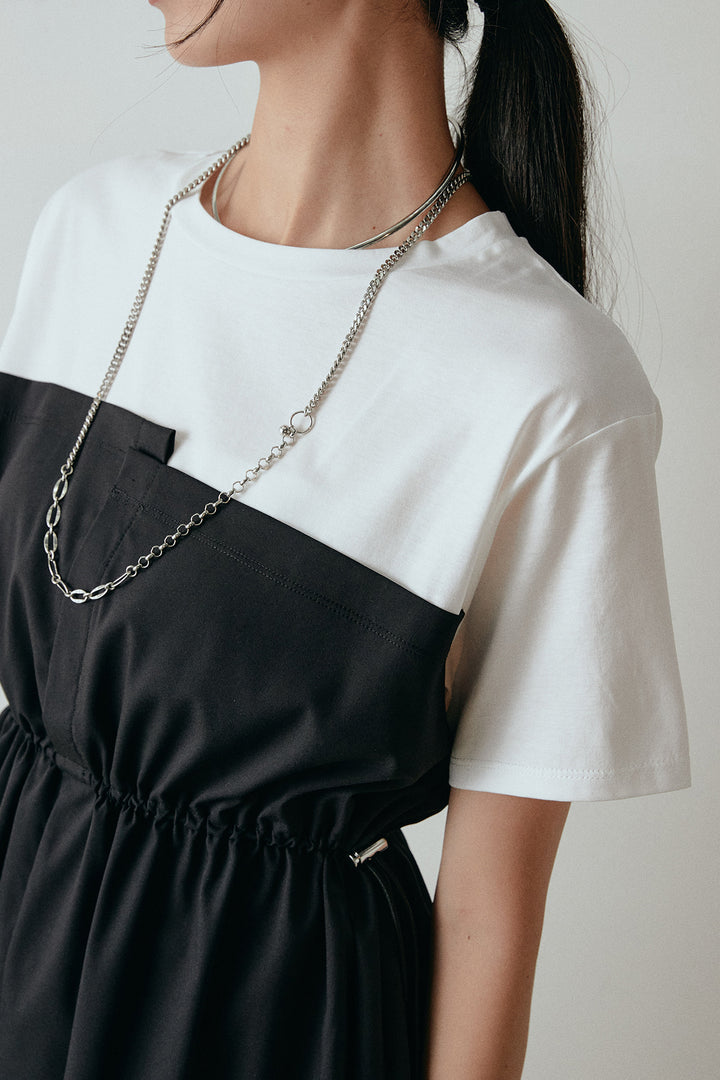 配色切り替えドローコードTシャツ