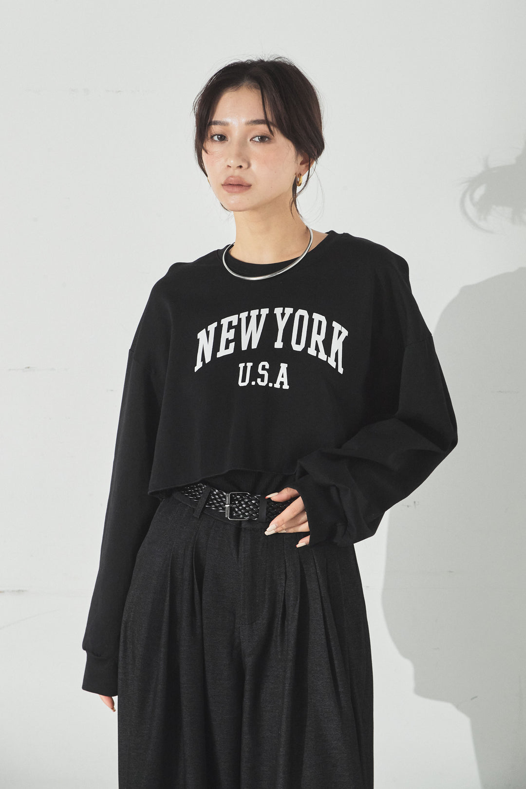 ニューヨークロゴショート丈プルオーバー/ホワイト