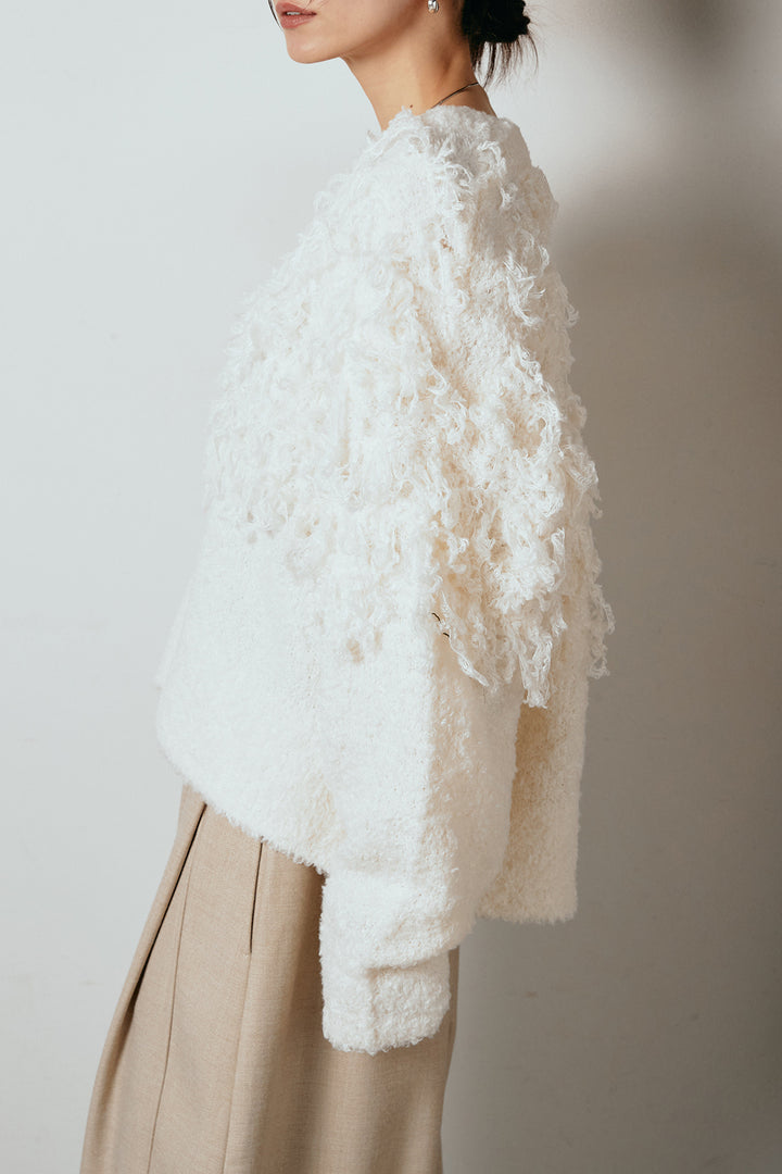 ループ編みVネックニットカーディガン