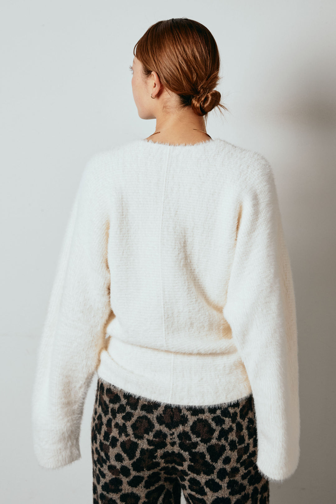 [SET]シャギーカシュクールニットトップス+ルーズタータンチェックワイドパンツ(2set)