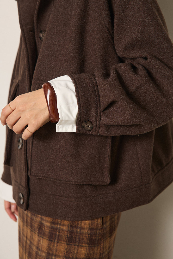 [SET]衿レイヤードフェイクウールジャケット+ウールライクチェックタックパンツ(2set)