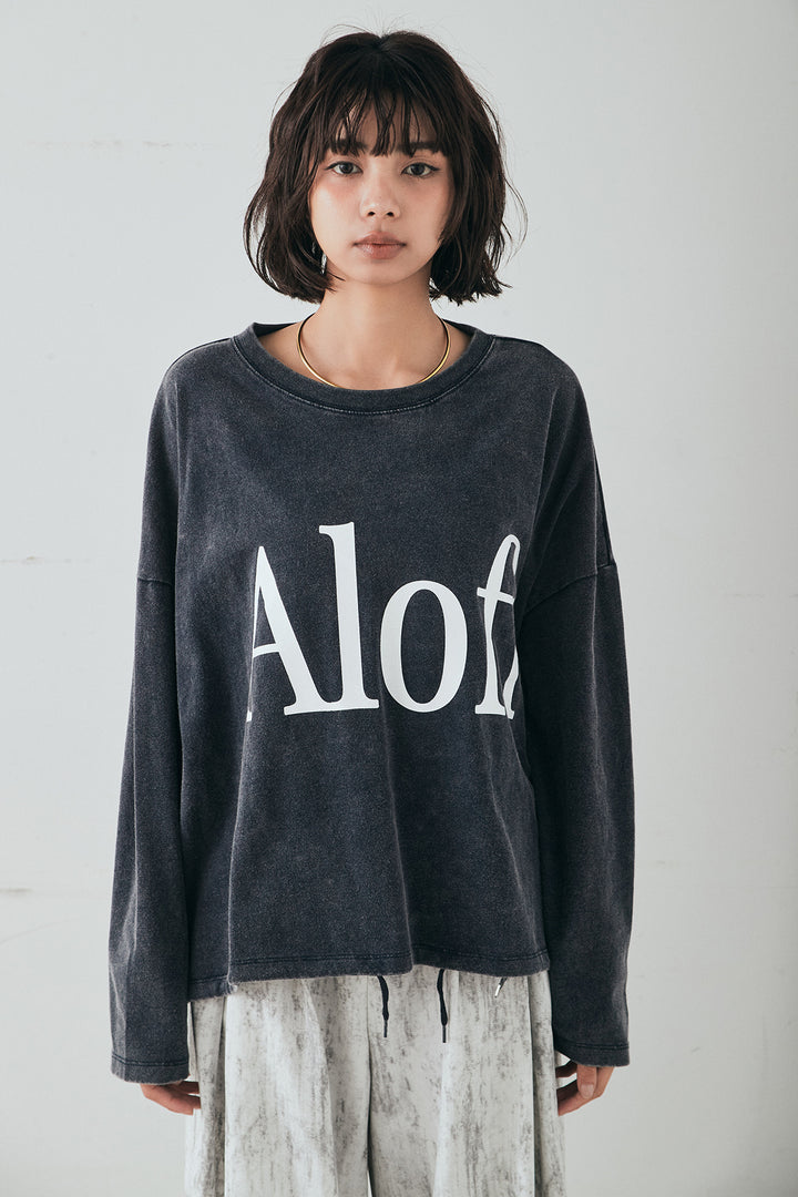 [SET]裾センタードロストロゴプリントワイドTシャツ+センタープレスセミワイドパンツ(2set)