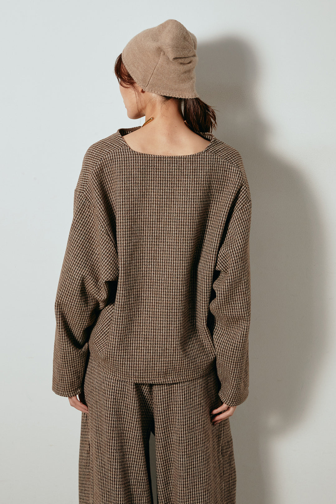 ノーカラーガンクラブチェックジャケット