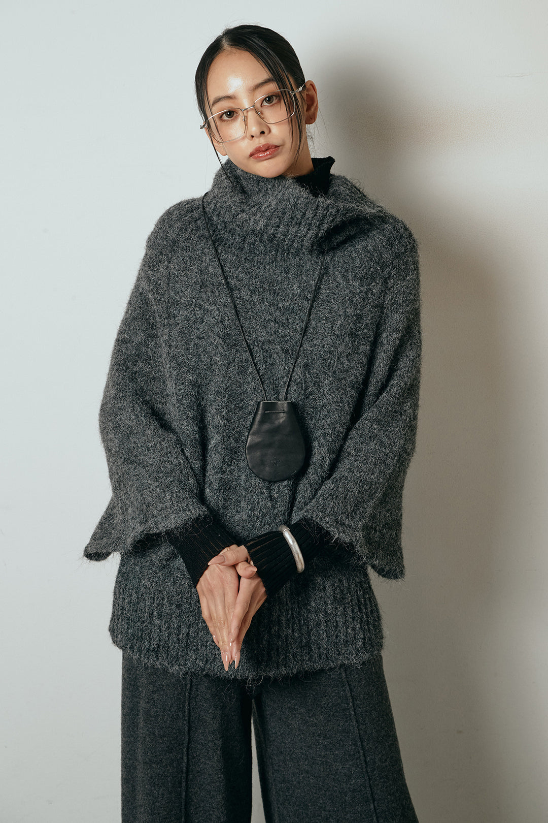 [SET]起毛ミディアムスリーブニットトップス+センターラインニットパンツ(2set)