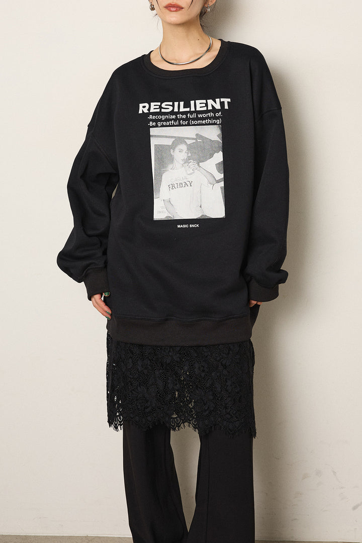 モノトーンプリントスウェット