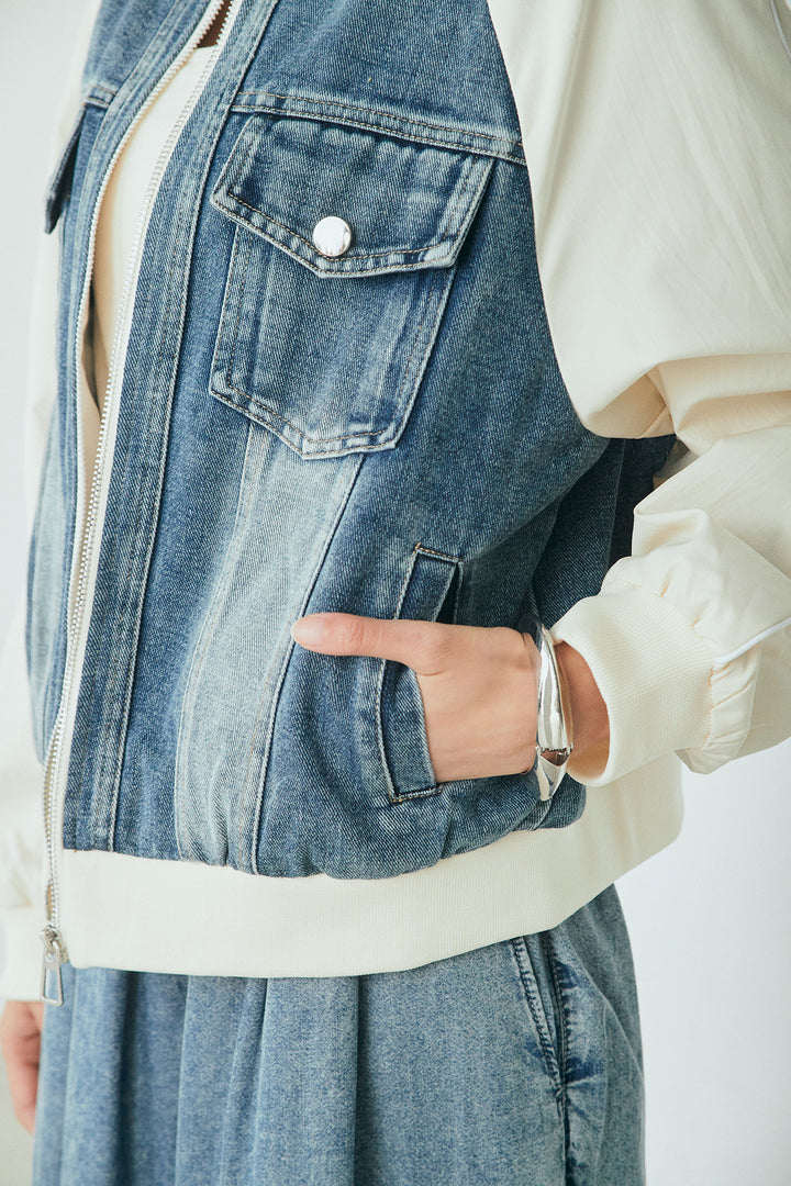 ナイロンデニムドッキングブルゾン