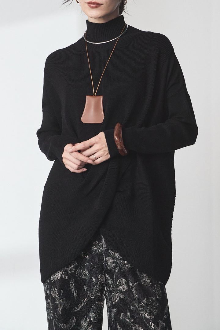 裾クロスデザインニットトップス