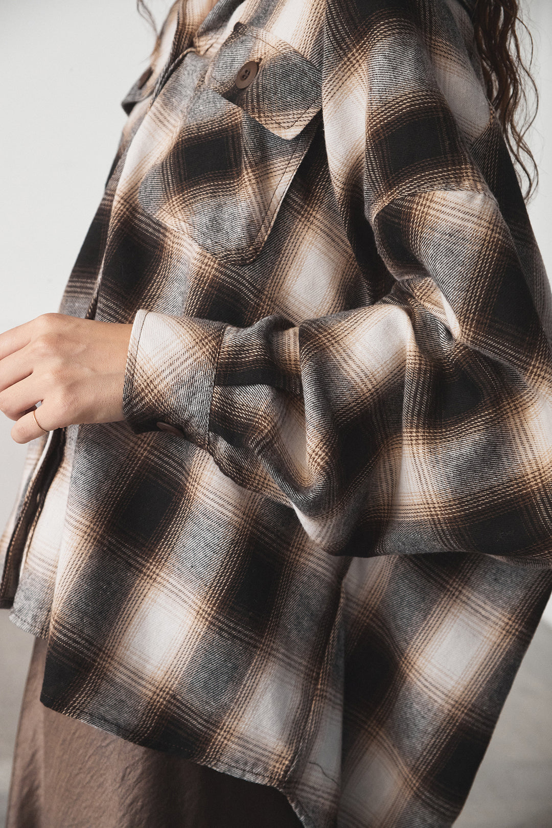 オンブレーチェックビッグシルエットCPOシャツ