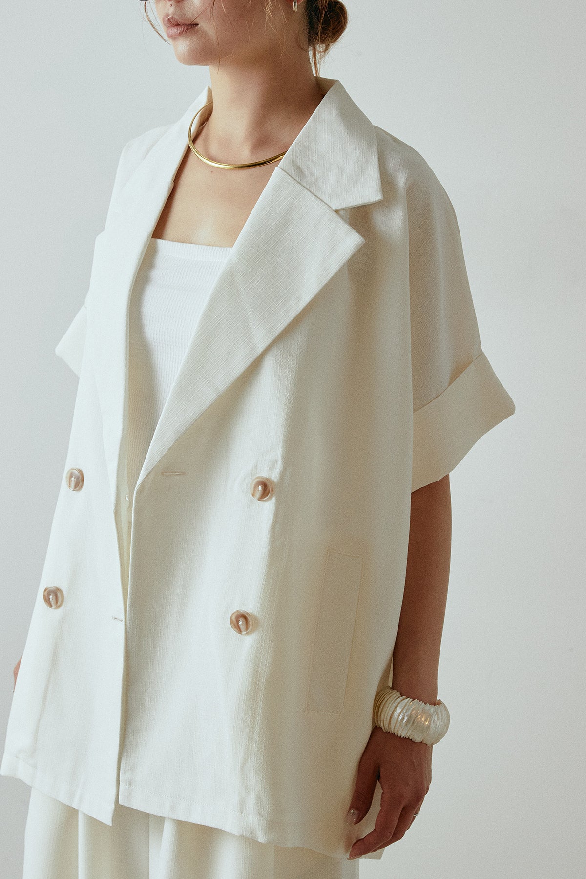 ★DABUWAWA ボタン デニム ツイード ジャケットセット/送料込 ZARA - ZARA ツイードジャケット テーラードジャケット シルバー