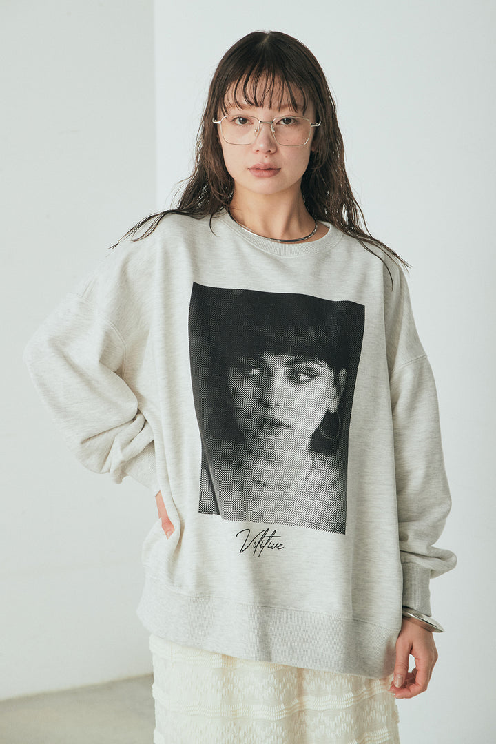 裏毛フェイスフォト＆ロゴプリントBIGプルオーバー