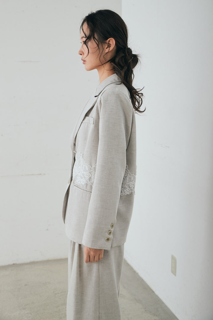 リネンタッチレースデザインジャケット