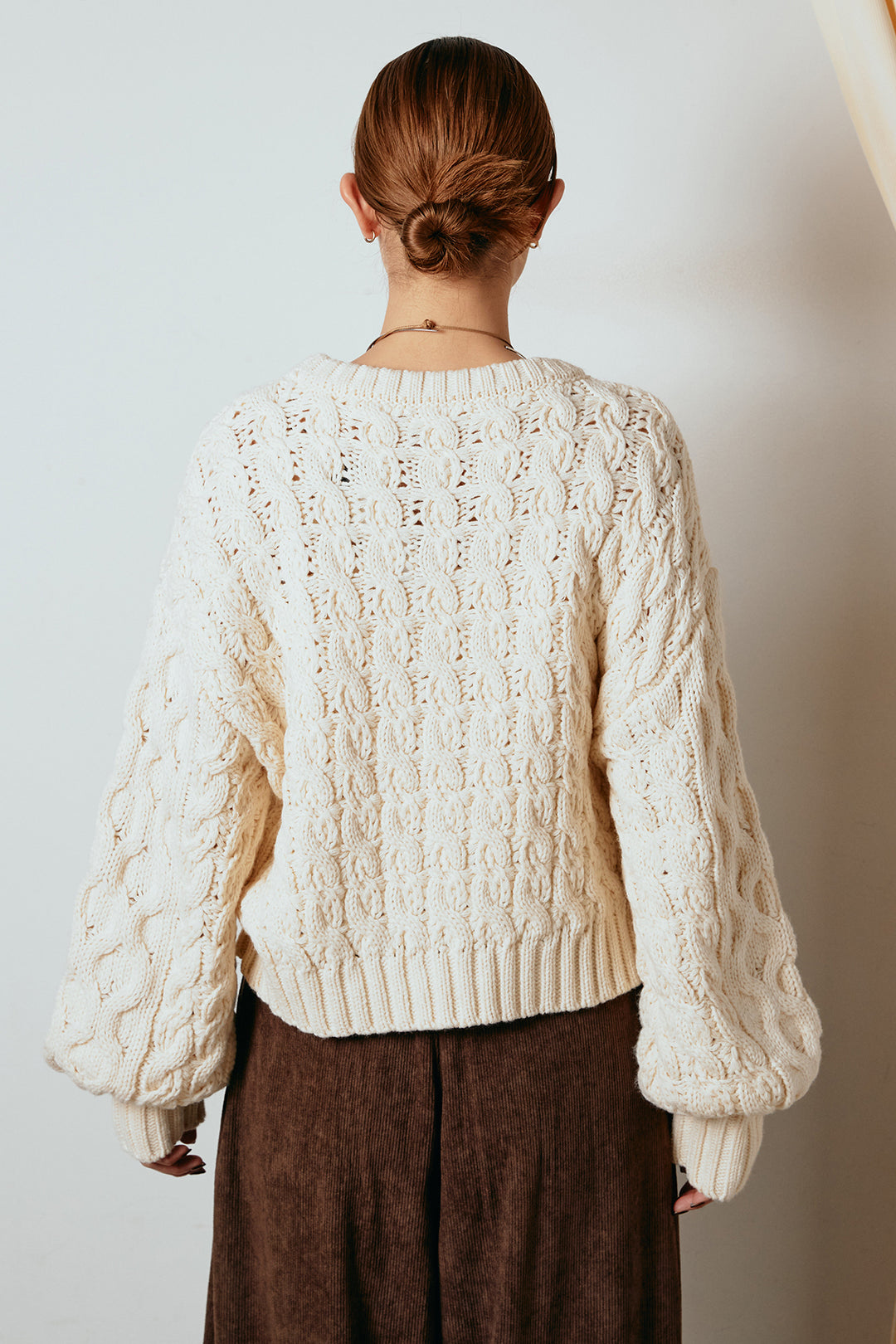 [SET]バルキーケーブルプルオーバー+コーデュロイサイドタックコクーンパンツ(2set)