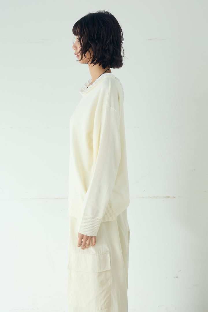 [SET]クールクール異素材コンビオフショルプルオーバー+撥水ジョガーパンツ(2set)