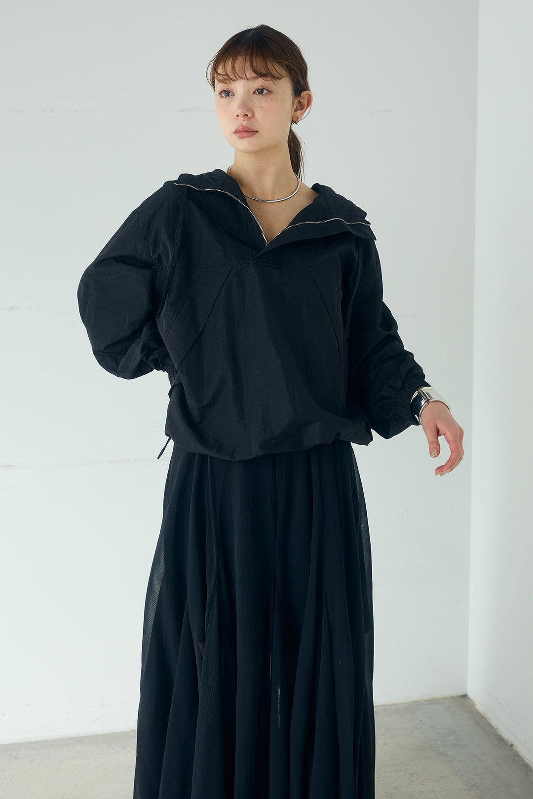 ナイロンフーディーブルゾンアウター