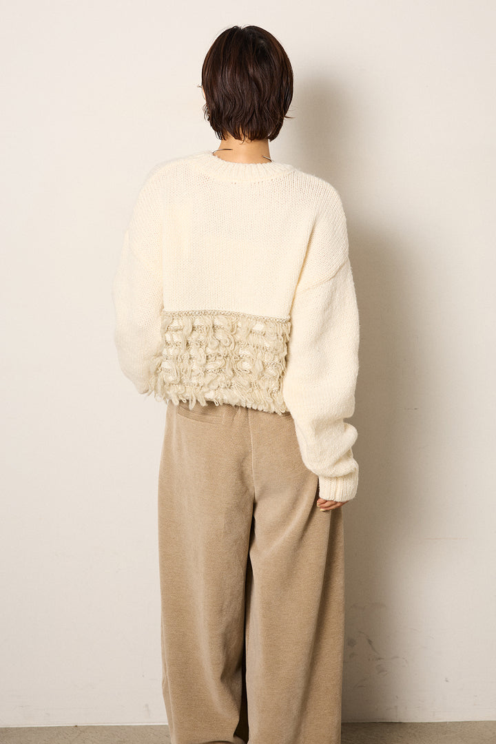 ループ編み切り替えニットプルオーバー