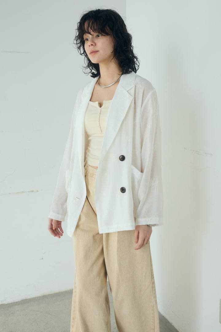 シアー刺繍ダブルジャケット