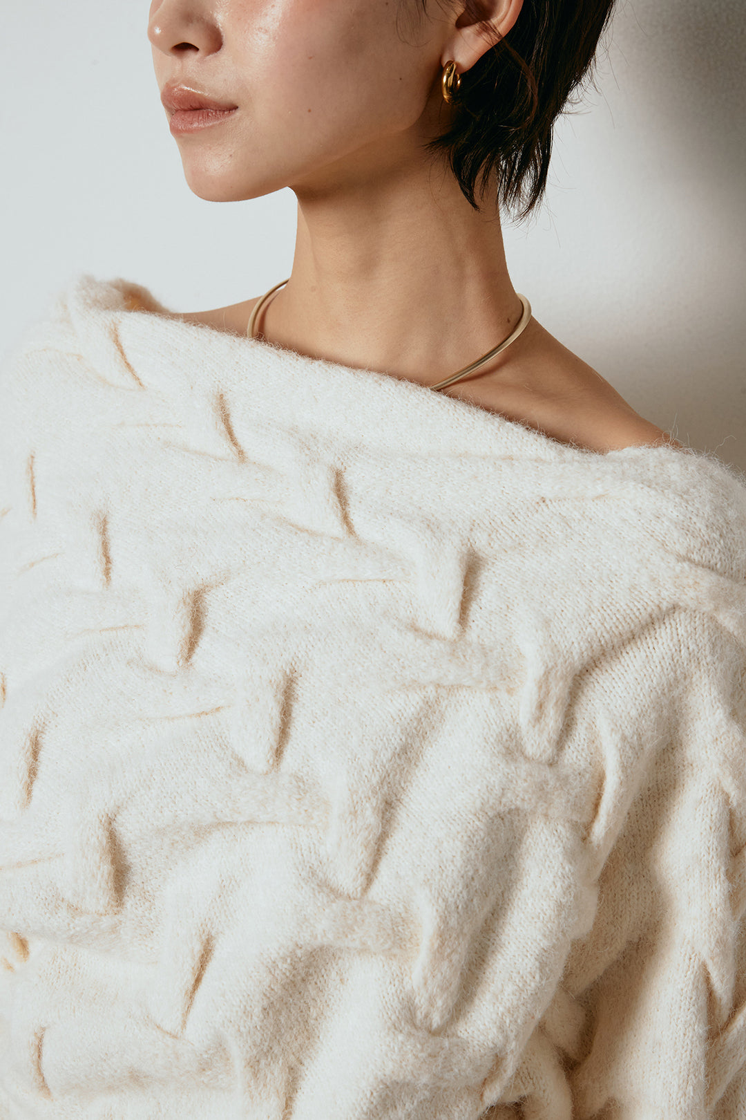 [SET]ボートネックニットトップス+ルーズタータンチェックワイドパンツ(2set)