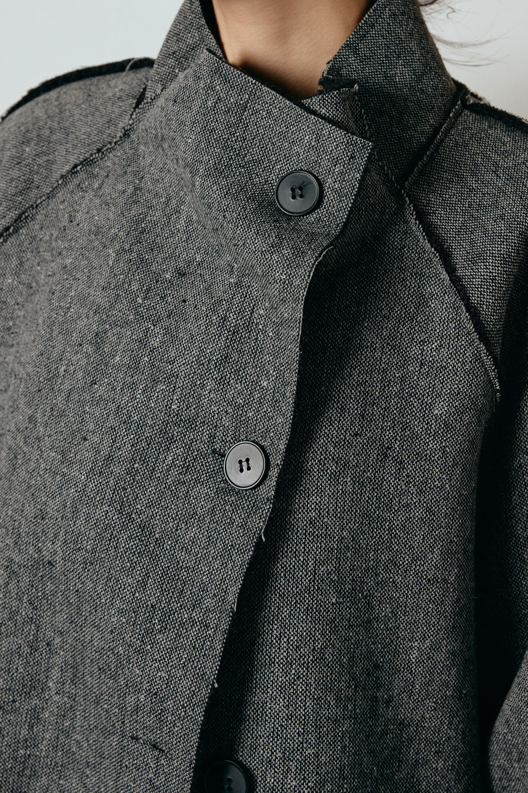 [SET]裏地ボアハイネックロングアウター+ウールライクチェックタックパンツ(2set)