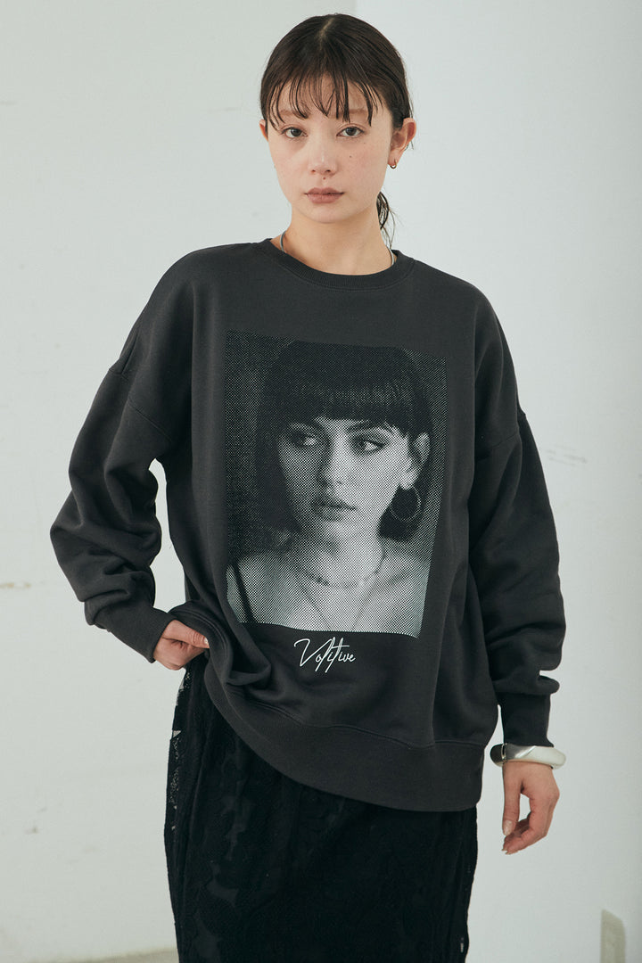 裏毛フェイスフォト＆ロゴプリントBIGプルオーバー