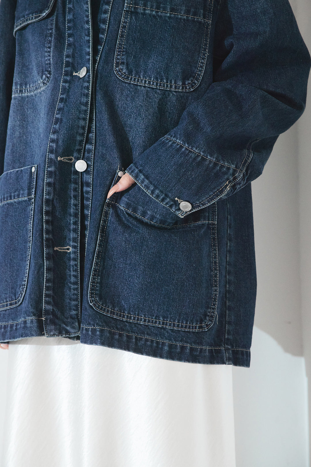 [SET]襟コーデュロイデニムカバーオール+ひげレース切替ロング丈スカート(2set)