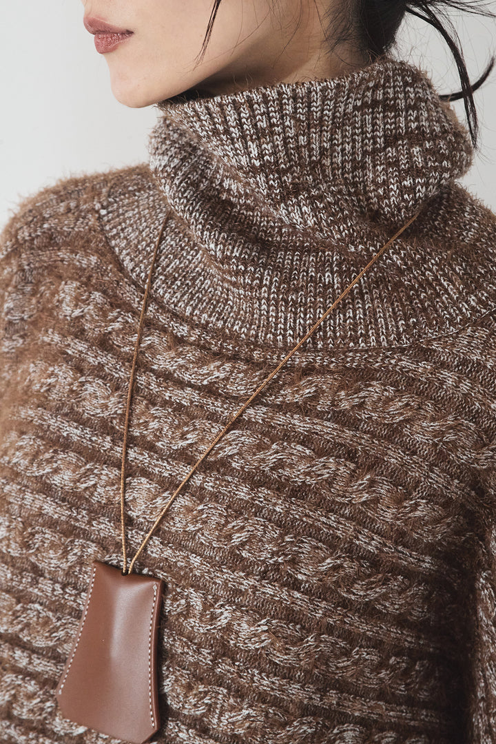 [SET]ミックス編みドルマンニットトップス+チュールレイヤードニットパンツ(2set)