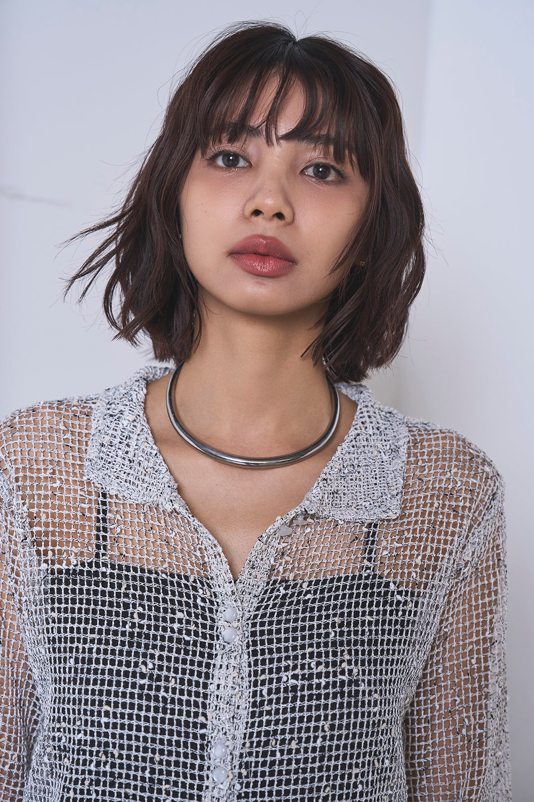 [SET]ネップメッシュポロ襟カーディガン+ドライタフタタックバレルパンツ(2set)