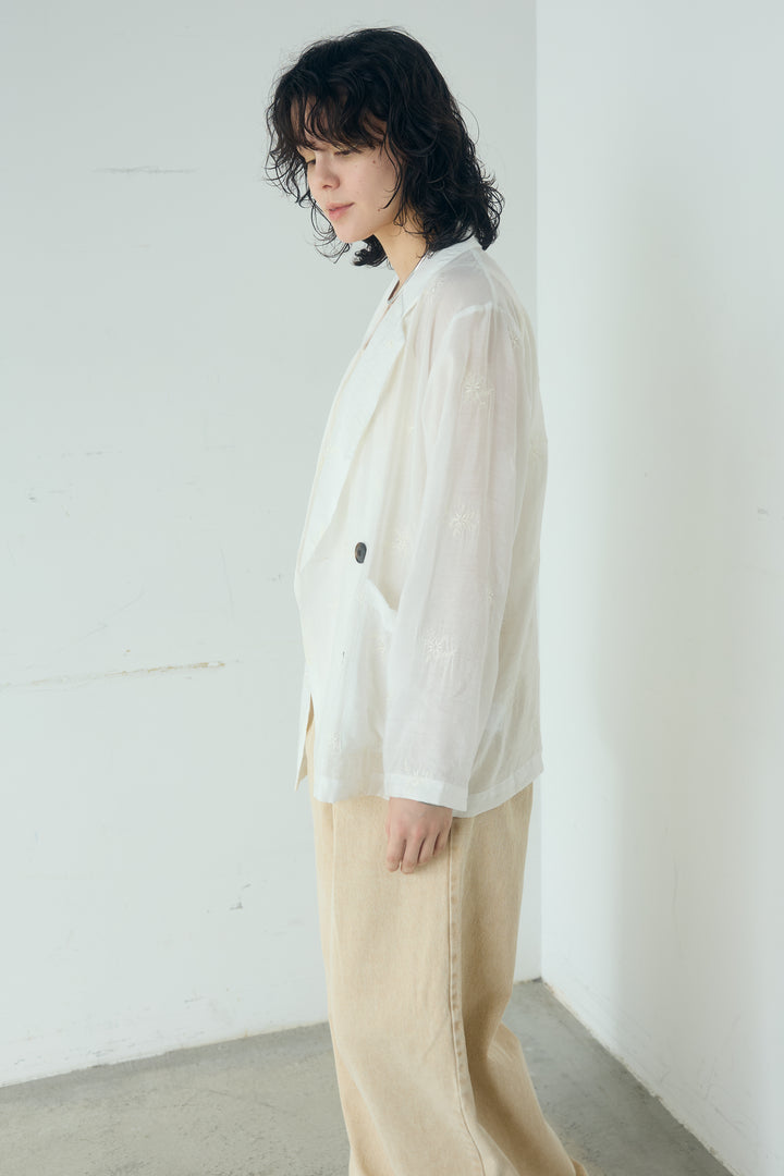 シアー刺繍ダブルジャケット